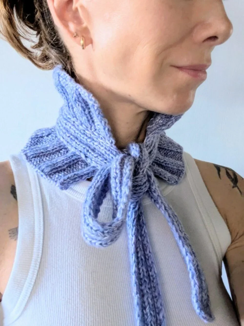 Handmade Crochet Ruffled Ribbon Skinny Scarf Tie Collar Choker Coquette